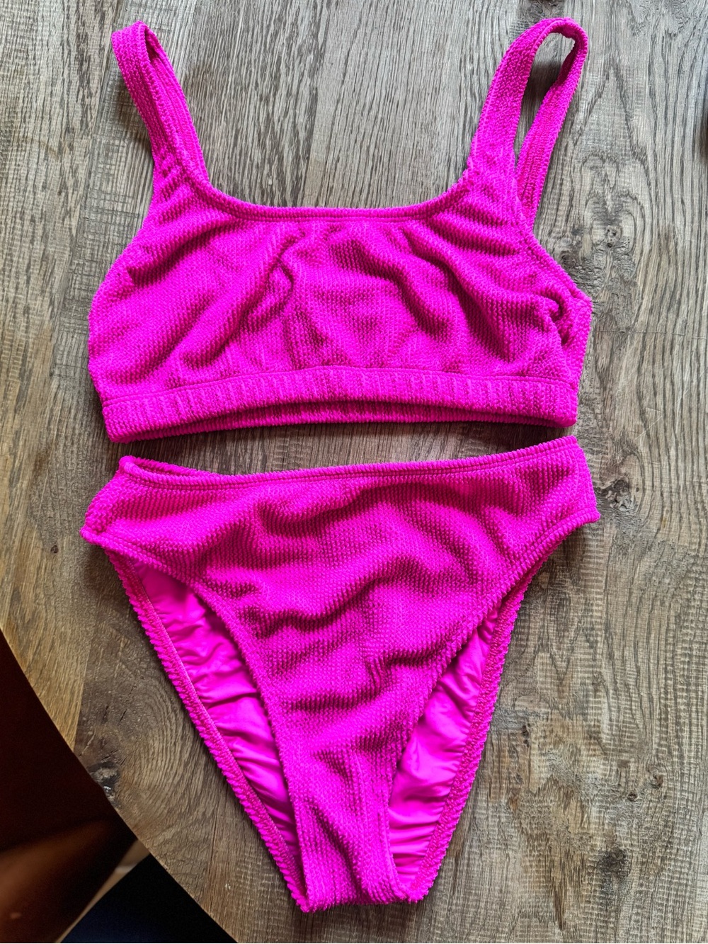 Vici Hot Pink Textured Two-Piece Kids Bikini